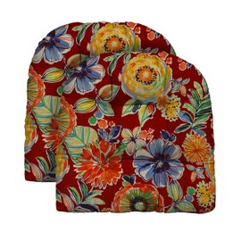 RSH DECOR: Tufted U-Shape Wicker Seat Cushions Set of 2 | 19” x 19” | All-Weather Spun Fabric | Water-Resistant | Outdoor Chair Cushions for Patio Furniture | Colsen Berry