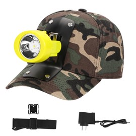 Vanvale High Lumens LED Mining Headlamp with Hat - Waterproof, Durable, Long-Lasting Rechargeable Headlight, Adjustable Strap, Perfect for Miners Camping Hiking (KL3.0 Yellow with Hat)