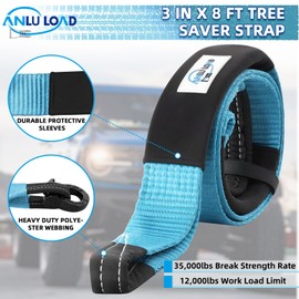 LLCC Off Road Recovery Kit: 35000lb Tree Saver Strap with 68000lb D Ring Shackles (2pcs) & 25T Snatch Block, Storage Bag - Heavy Duty Overlanding Gear for 4x4 Vehicles