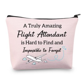 Flight Attendant Gifts Makeup Bag Flight Attendant Travel Bag Flight Attendant Appreciation Gifts A Truly Amazing Flight Attendant is Hard to Find and Impossible to Forget (Flight Attendant pink bag)
