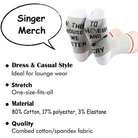 TSOTMO Singer Merch Song Novelty Socks for Music Lovers Singer Ghost Singer Fans Gift (CA/US, Alpha, One Size, Regular, Regular, AND CRY)