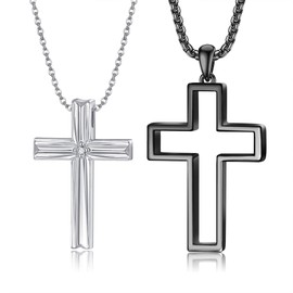 ONEFINITY Cross Couple Necklace Sterling Silver His And Hers Matching Necklace Cross Pendant Couples Jewelry Gifts For Women Men