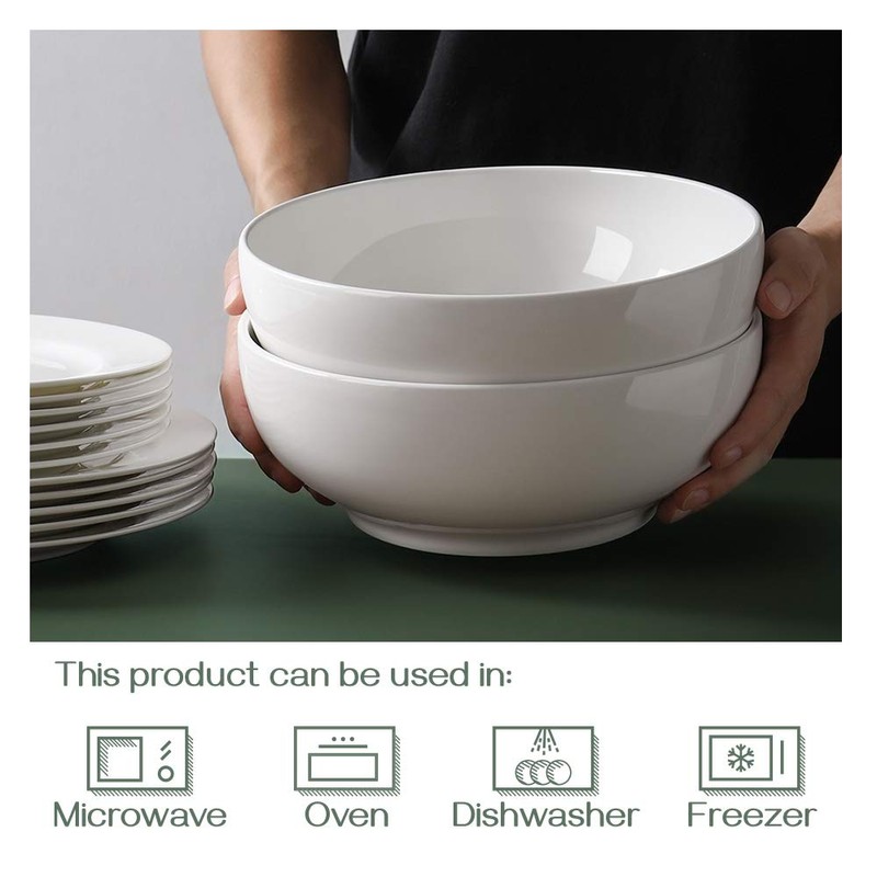 DOWAN DOWAN Serving Bowls, Large Salad Bowls, 9.5" White Ceramic