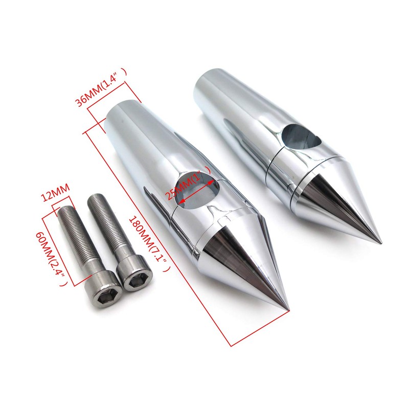 HTTMT MT030-010- Chrome 1" 25mm Spike Billet Handelbar Riser 4"