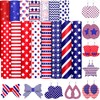 15 Pieces Labor Day American Flag Faux Leather Sheets Glitter