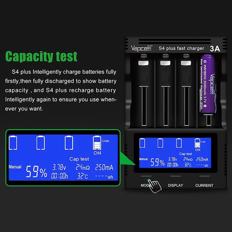 Sofirn Universal 4 Bay Smart Battery Charger with LCD Display