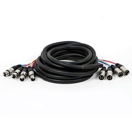 Monoprice 4-Channel XLR Male to XLR Female Snake Cable Cord - 3 Feet- Black/Silver With Metal Connector Housings Plastic And Rubber Cable Boots