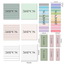 Temiary 1000 Sheets Transparent Pastel Sticky Notes with Lines, 3 x 3 inch Clear Sticky Note Waterproof See Through Memo Pad, Translucent Writable Index Book Tabs for Annotating Supplies