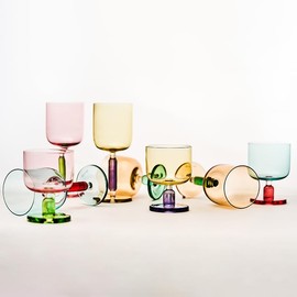 MU16 Jelly Collection short wine glass Crystal Wine Glasses, 11.2 oz – Lead-Free Drinking Glasses for Easter, Parties, Weddings, and Anniversaries Radiant Peach