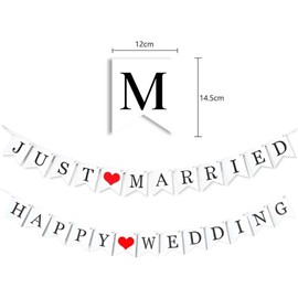 LKCCTK Set of 2 Wedding Garlands, Happy Wedding/Just Married, Perfect Wedding Accessories for Front Shooting and Venue Decoration