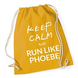 Hippowarehouse Keep calm and run like phoebe Drawstring Cotton School Gym Bag 37cm x 46cm, 12 litres