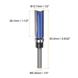 Sourcing Map Flush Trim Router Bit - 1/4" Shank, 1-1/2" Cutting Length, 1/2" Cutting Dia with Top Bearings for Precise Woodworking Milling