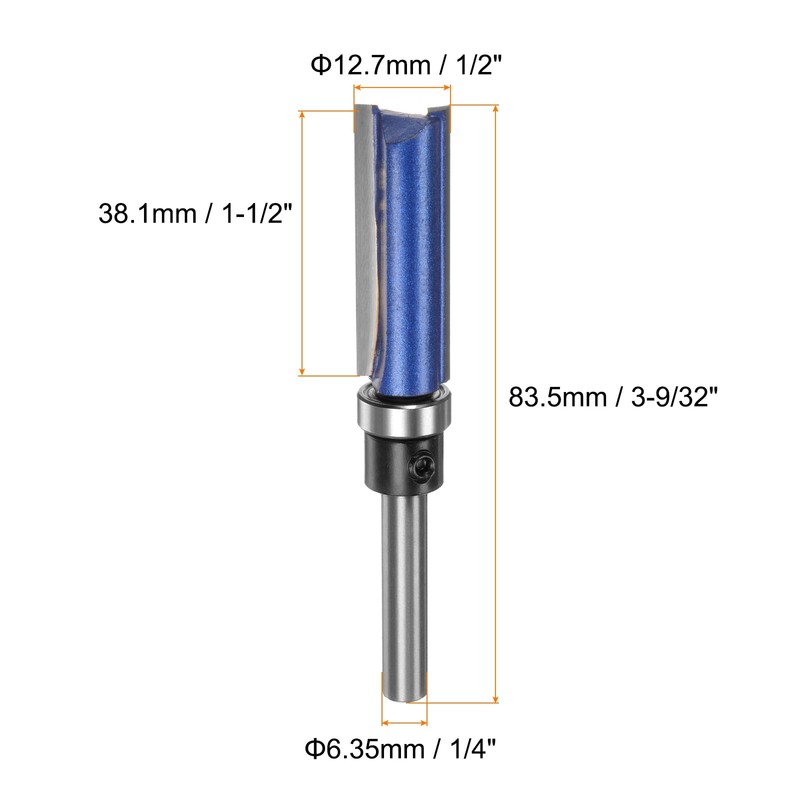 Sourcing Map Flush Trim Router Bit - 1/4" Shank, 1-1/2"