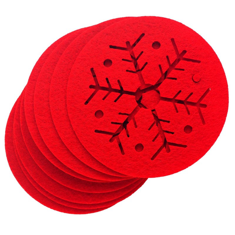 BWG Red Felt Christmas Coasters With Snowflake Design - Set