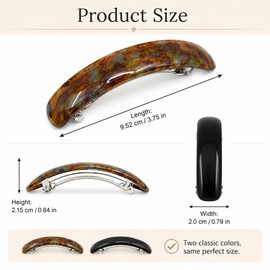2 Pcs French Oval Barrette Hair Clips for Women,Acetate Vintage Tortoise Barrettes,Strong Hold No-Slip Grip Metal Clasp Hair Accessories for Thick Thin Wavy Long Hair Gift (Multicolor B)