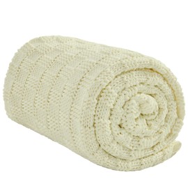 Wellfeel Knitted Weighted Blanket for Adult, No Beads Heavy Blanket 70” x 90'' 20lbs, Breathable Chunky Knit Blanket, Cooling Weighted Blanket for Hot Sleepers, Christmas Home Decor (Cream White)