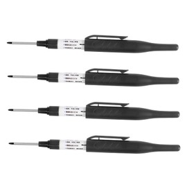 YOKIVE Set of 4 Deep Hole Marker Pens, Black Ink, Long Point, Deep Hole Marking, Perfect for Home Decoration, Woodworking, Metalwork