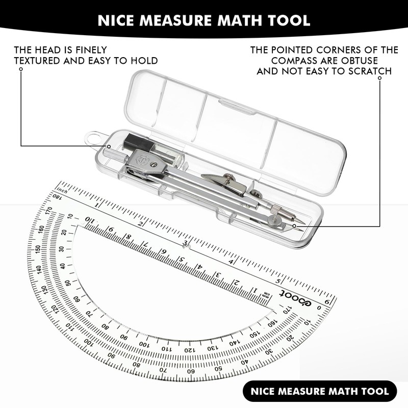 Zonon 12 Set Student Protractor and Compass Set, Student Geometry