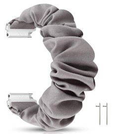 Fit for Garmin Venu Sq Bands Women, 20mm Feminine Elastic Scrunchy Replacement Watch Band Straps Bracelet Wristband Fit for Garmin Vivoactive 3 Music, Galaxy Watch Active 2 (Gray)