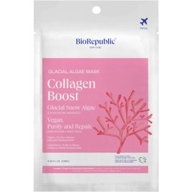 BioRepublic Super Collagen + Detox Glacial Algae Sheet Masks | Biocellulose Face Masks for Skin Rejuvenation with Anti-Aging Properties | (3 Pack)