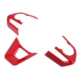 X AUTOHAUX 3 Pcs ABS Plastic Red Interior Steering Wheel Cover Trim for Toyota Corolla 2020-2022 Inner Decoration Auto Accessories