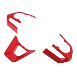 X AUTOHAUX 3 Pcs ABS Plastic Red Interior Steering Wheel Cover Trim for Toyota Corolla 2020-2022 Inner Decoration Auto Accessories