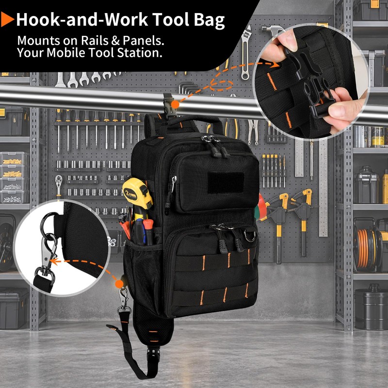 Rexmore Tactical Electrician & HVAC Tool Chest Bag, 3-Point Harness