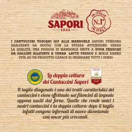 Sapori Cantuccini Toscani IGP alle Mandorle, Biscotti Tradizionali Italiani, Confezione 250 g