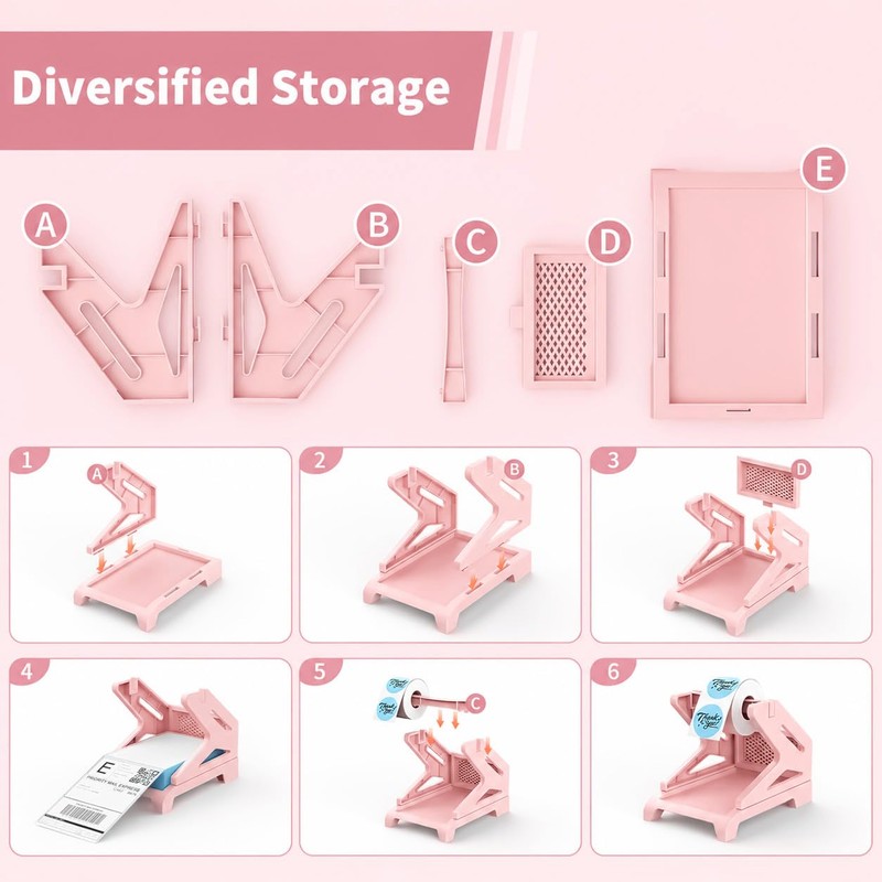 Rongta Label Holder for Rolls and Fan-Fold Labels (Light Pink)