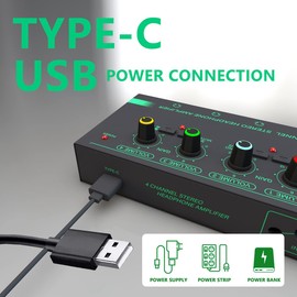 Dpaaoyer 1 Piece 6 Channels Stereo Headphone Amplifier Mini Portable Earphone Splitter Low-Noise Audio Mixer for Recording Studio,Green