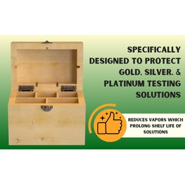 Gemtone Gold Testing Kit 10K 14K 18K Jewelry Test Solutions with Stone & Bamboo Storage Box Detects Real Gold & Precious Metals