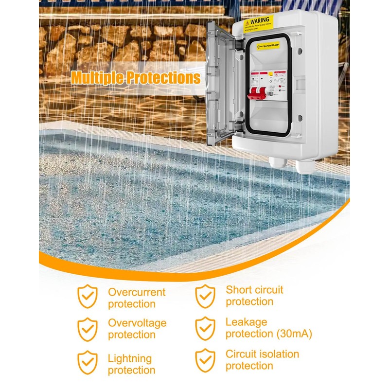 SPA Panel Disconnect GFCI Switch 63A Circuit Breaker Box Surge
