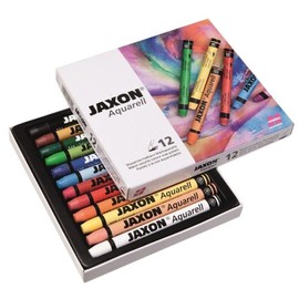 Honsell 49412 - Jaxon Watercolour Wax Pastels, Water Soluble, Set of 12 in Cardboard Box, High Colour Brilliance, Rich Colour Spread, for Artists, Hobby Painters, Art Lessons