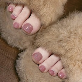 SEMTIM Nail Tips for Feet, 24 Pieces, Thumb Nail Stickers, Foot False Nails, Tips, Reusable, Gel, Nail Tips, Summer, Weddings, Coming-of-Age Ceremonies, Easy Removable, For Feet (JZ-134)