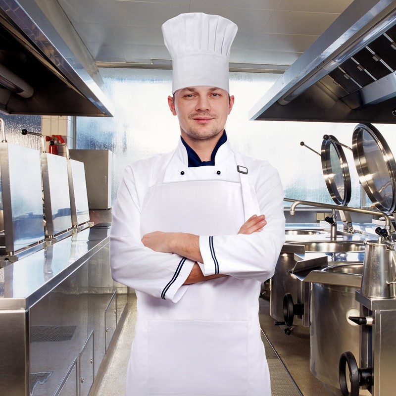CRJHNS Chef Apron and Hat set, Chef Hat with Hook