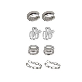 Tivleed Multi-Layered Zircon Cartilage Earrings – Punk Style Unisex Ear Bone Clip for Daily Wear, Social Events & Stackable Dainty Silver-Tone Design