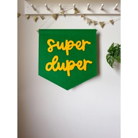 Super Duper Mini Hanging Felt Banner， - Baby Kids Girl Nursery Wall Decor, Kids Room Flag, Cute Decorative Banner, Charming Decoration For Small Spaces (green)