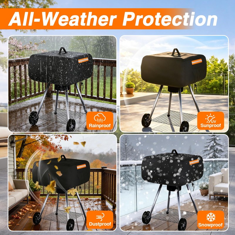 EVRBUL Portable Charcoal Grill Cover, 21.5"L x 21.5"W x 14.5"H