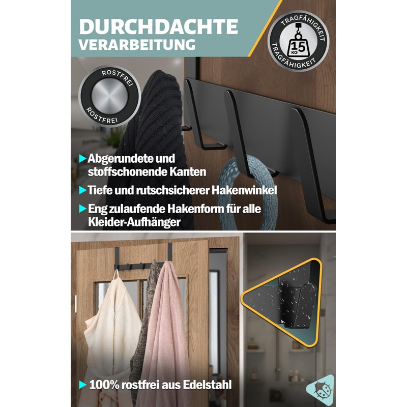 Menz Door Coat Rack for Hanging, Made of Stainless Steel,