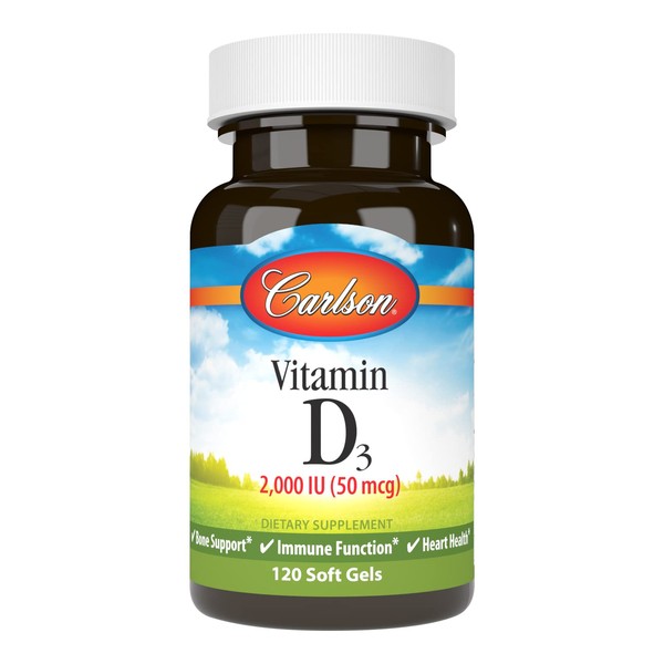 Carlson - Vitamin D3, 2000 IU (50 mcg), Immune Support, Bone Health, Muscle Health, Cholecalciferol, Vitamin D Supplements, Vitamin D3 Soft Gels, 120 Softgels