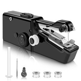 Jack's Classic Handheld Sewing Machine, Mini Portable Electric Sewing Machine for Quick Stitching, Suitable for Home, Travel and DIY, Black, Small
