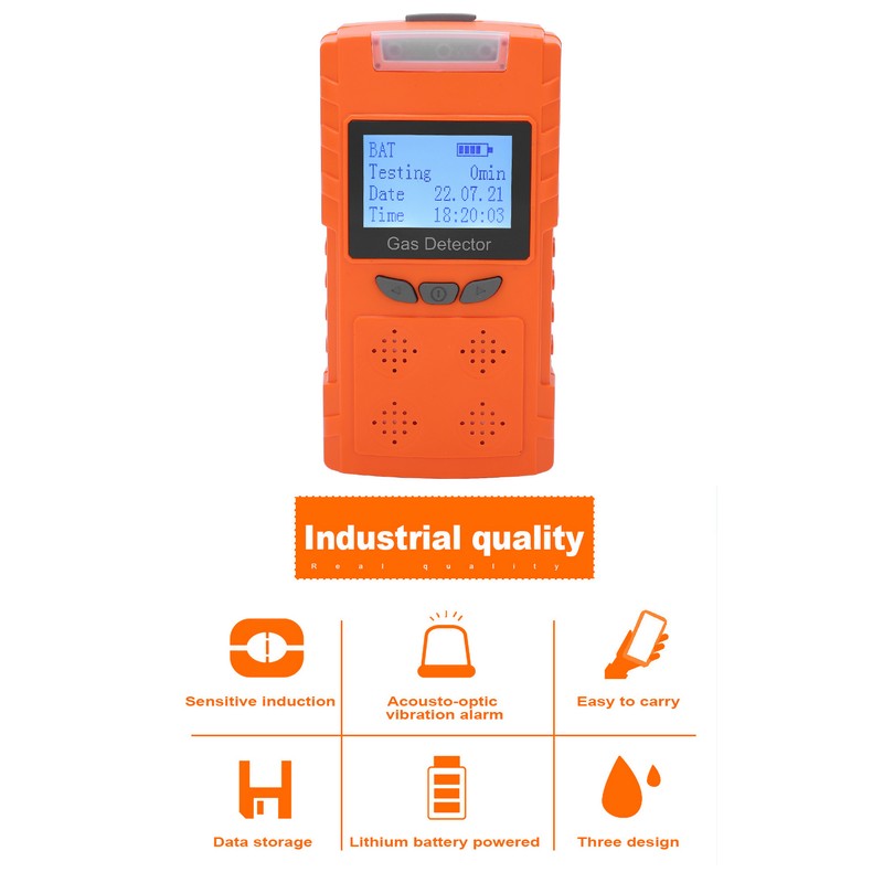 Gas Detector Multifunctional ABS Housing Dustproof IP65 Gas Monitor Meter