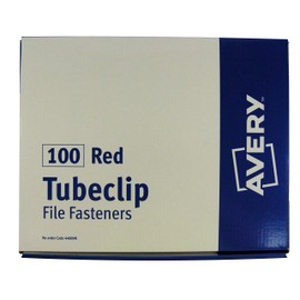 Versatile File Fastener Avery Tubeclip 3 Piece Fastener Set 100 Pack, Red, Red, (23630)
