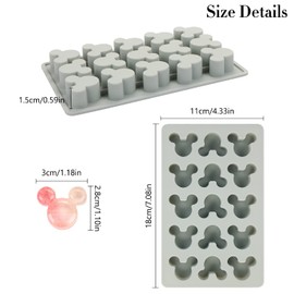 LIYDE Gummy Bear Silicone Molds, 15 Cavity Non-Stick Bear Silicone Molds for Ice Cube DIY Gummies Chocolate Candy Grey