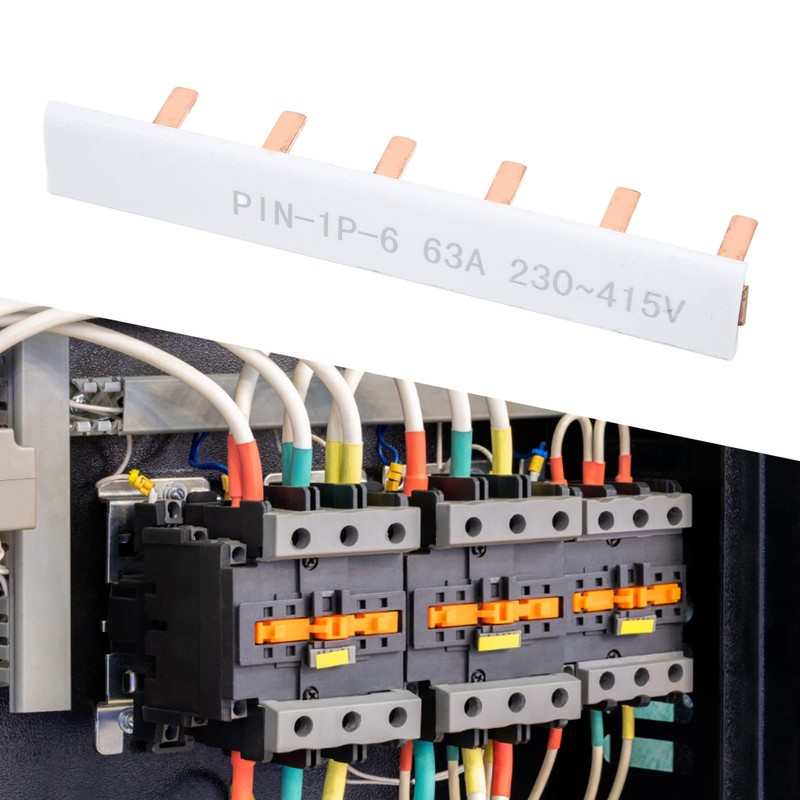 Tissting 6 Way Bus Bar, 63A 230-415V Copper PVC Insulated