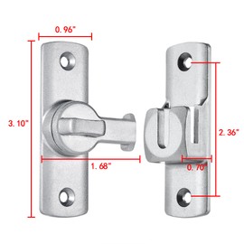 INIRET 2 Packs Silvery Barn Door Latches,90/180 Degree Gate Lock,Aluminum Alloy Right Angle Door Lock Latch,Flip Gate Latches Hardware,Door Security Sliding Door Lock fo Cabinets,Barn Door,Bathroom