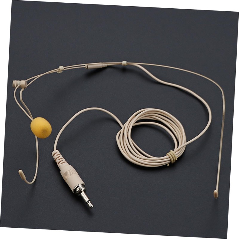FUNOMOCYA Beige Headset Microphone with Earhook Wired Earbud with Mic