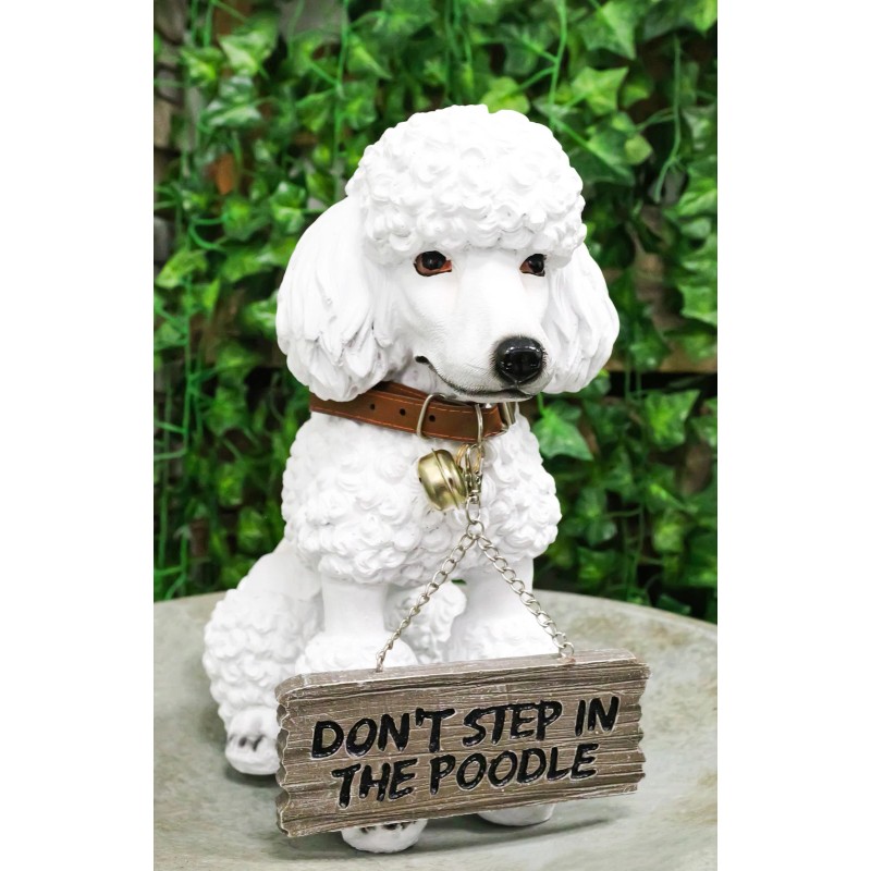 Realistic White French Poodle Dog Fifi Welcome Greeter Statue With