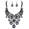 BriLove Women's Tribal Ethnic Crystal Chunky Statement Necklace Dangle Earrings