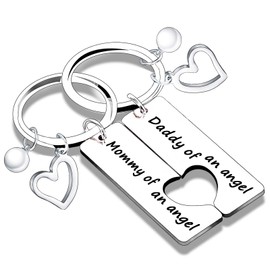 2PCs Loss Memorial Keyring Mommy & Daddy of an Angel Set Miscarriage Keepsake Baby Memorial Gift for Men Women Baby Remembrance Sympathy Gift for Infant Child Loss (Mommy Daddy of an Angel Style2)